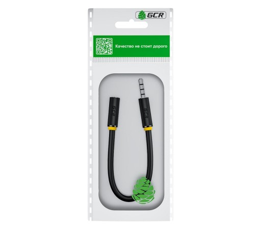 GCR Удлинитель для гарнитуры 0.15m jack 3,5mm/jack 3,5mm черный, желтая окантовка, 28AWG, M/F, GCR-53262 GCR Удлинитель для гарнитуры 0.15m jack 3,5mm/jack 3,5mm черный, желтая окантовка, 28AWG, M/F, GCR-53262