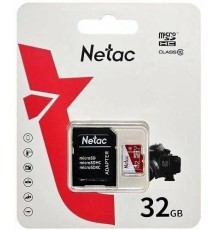 Носитель информации Netac P500 ECO 32GB MicroSDHC C10 up to 80MB/s, retail pack with SD Adapter