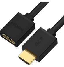 GCR Удлинитель 2.0m v2.0 HDMI-HDMI черный, OD7.3mm, 28/28 AWG, позолоченные контакты, Ethernet 18.0 Гбит/с, 19M / 19F, GCR-HMFR6-BB3S-2m, тройной экран