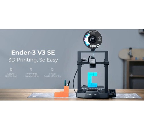3D принтер Creality Ender-3 V3 SE, размер печати 220x220x250mm, FDM, PLA/TPU(95A)/PETG, max 250 мм/с., датчик CR Touch (автоматическое выравнивание стола), SD Card, 350Вт (набор для сборки) 3D принтер Creality Ender-3 V3 SE, размер печати 220x220x250mm, FDM, PLA/TPU(95A)/PETG, max 250 мм/с., датчик CR Touch (автоматическое выравнивание стола), SD Card, 350Вт (набор для сборки)