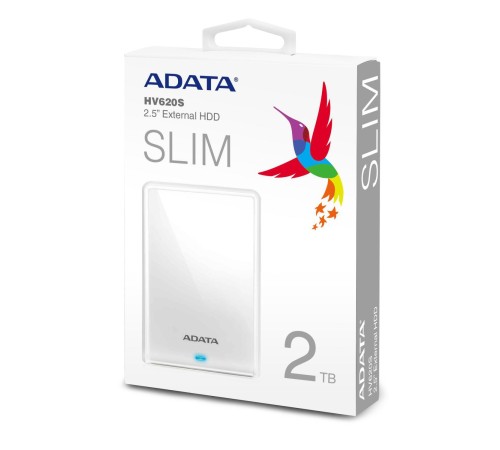 Внешний жесткий диск/ Portable HDD 2TB ADATA HV620S (White), USB 3.2 Gen1, 115x78x11.5mm, 152g /3 года/ Внешний жесткий диск/ Portable HDD 2TB ADATA HV620S (White), USB 3.2 Gen1, 115x78x11.5mm, 152g /3 года/