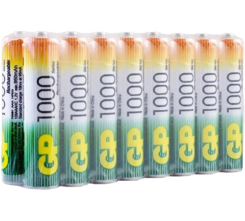 Перезаряжаемые аккумуляторы GP 100AAAHC AAA, емкость 930 мАч - 16 шт. в пленке