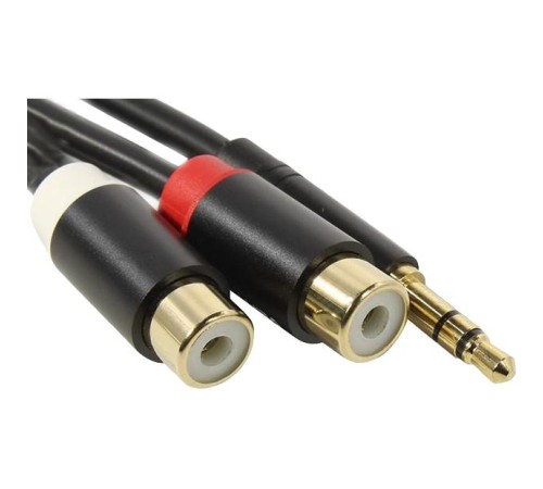 Переходник-разветвитель Vention гибкий Jack 3.5 mm M/2RCA F - 0.3 м Чёрный
