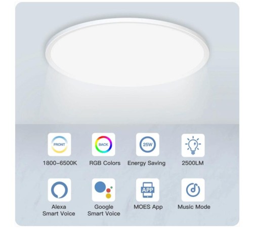 Светильник потолочный Moes Wi-Fi Smart Ceiling Light белый модели WCL-TD Светильник потолочный Moes Wi-Fi Smart Ceiling Light белый модели WCL-TD