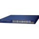 коммутатор/ PLANET GSW-2824P 24-Port 10/100/1000T 802.3at PoE + 2-Port 10/100/1000T + 2-Port Gigabit TP/SFP Combo Ethernet Switch (250W PoE Budget, Standard/VLAN/Extend mode, supports PD alive check)