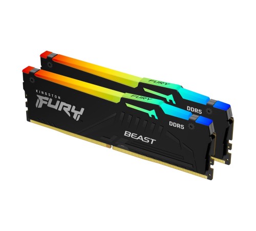 Память оперативная/ Kingston 64GB 5200MHz DDR5 CL40 DIMM (Kit of 2) FURY Beast RGB