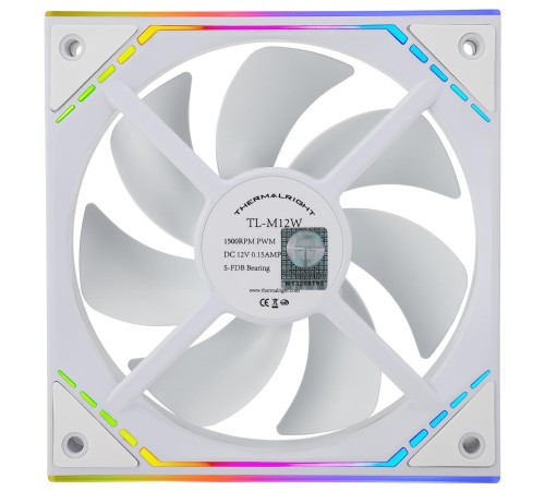 Кулер для корпуса/ Case Cooler Thermalright TL-M12W (120x124x25mm, 4-pin PWM, ARGB, 47.6CFM, 23.2dBA, 1500RPM, White) Кулер для корпуса/ Case Cooler Thermalright TL-M12W (120x124x25mm, 4-pin PWM, ARGB, 47.6CFM, 23.2dBA, 1500RPM, White)