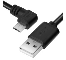 GCR Кабель 0.15m MicroUSB угловой/угловой, черный, 28/28 AWG,  GCR-AUA8AMCB6-BB2S-0.15m