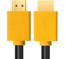 GCR Кабель 3.0m HDMI версия 1.4, черный, желтые коннекторы, OD7.3mm, 30/30 AWG, позолоченные контакты, Ethernet 10.2 Гбит/с, 3D, 4K GCR-HM440-3.0m, экран