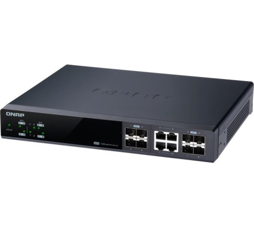 Коммутатор/ QNAP QSW-M804-4C 10 Gbps managed switch with 8 SFP + ports, 4 of which are combined with RJ-45, throughput up to 160 Gbps, JumboFrame support.