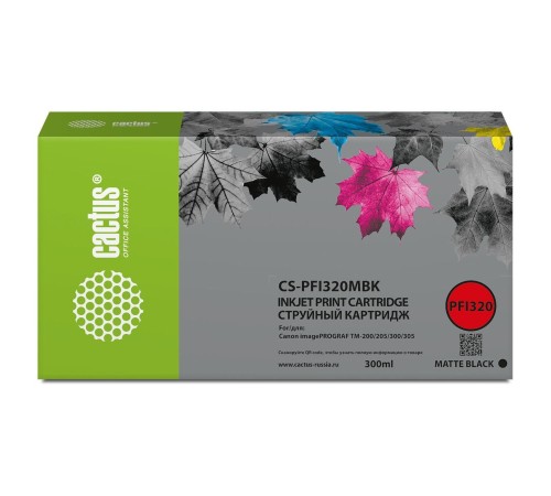 -/ Картридж струйный Cactus CS-PFI320MBK черный матовый (300мл) для Canon imagePROGRAF TM-200/TM-200 MF