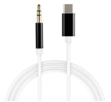 Кабель аудио TypeC - AUX jack 3,5mm, ультрагибкий, белый, черный, GCR-52329