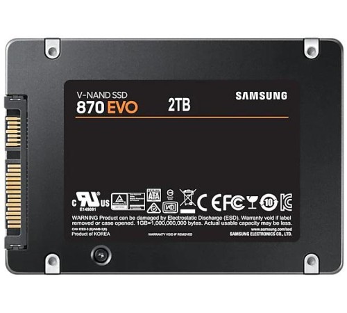 Твердотельный накопитель SSD 2.5" 2Tb (2000GB) Samsung SATA III 870 EVO (R560/W530MB/s) (MZ-77E2T0BW) 1year