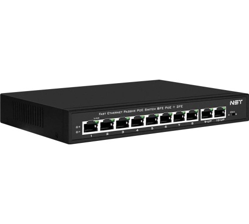 Passive PoE коммутатор Fast Ethernet/ Passive PoE коммутатор Fast Ethernet на 10 портов. Порты: 8 х FE (10/100 Base-T, 52V 4,5(+) 7,8(–)) совместимы с PoE (IEEE 802.3af/at), 2 x FE (10/100 Base-T) Uplink. Совместим со стандартами PoE IEEE 802.3af/at. Мощн Passive PoE коммутатор Fast Ethernet/ Passive PoE коммутатор Fast Ethernet на 10 портов. Порты: 8 х FE (10/100 Base-T, 52V 4,5(+) 7,8(–)) совместимы с PoE (IEEE 802.3af/at), 2 x FE (10/100 Base-T) Uplink. Совместим со стандартами PoE IEEE 802.3af/at. Мощн