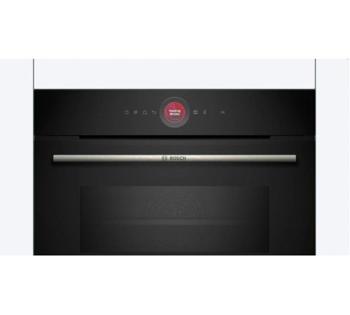 Встраиваемая электрическая духовка BOSCH Компактная духовка с микроволновой печью и 16 типами нагрева, 45.5x59.5x54.8 см, 45л, дисплей,инвертор,SoftClose и SoftOpen, Bosch Assist, черный