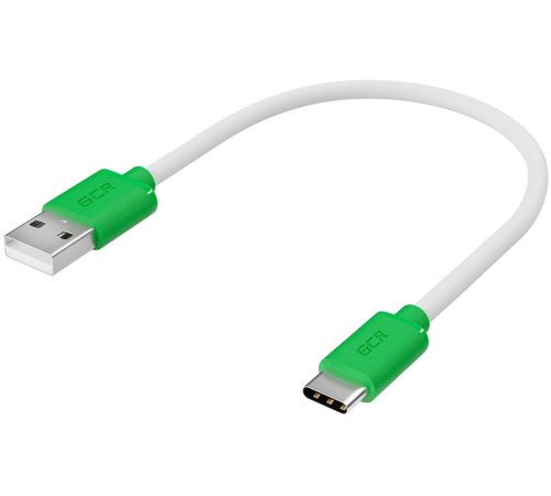 GCR QC Кабель 1.0m, TypeC, быстрая зарядка, белый TPE, зеленые коннекторы, 28/22 AWG, GCR-52719