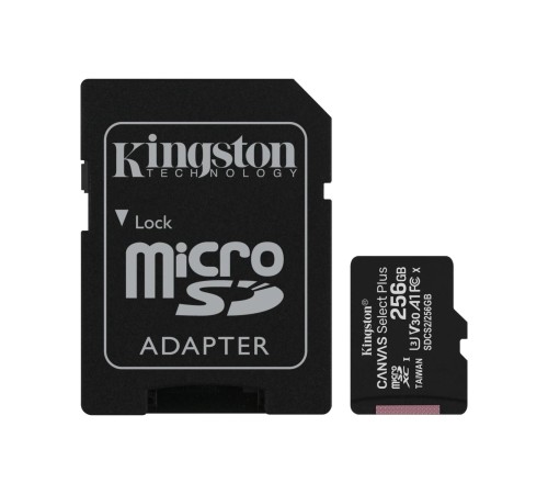Карта памяти Kingston 256GB microSDXC Canvas Select Plus 100R A1 C10 Card + Adapter/ Kingston 256GB microSDXC Canvas Select Plus 100R A1 C10 Card + Adapter Карта памяти Kingston 256GB microSDXC Canvas Select Plus 100R A1 C10 Card + Adapter/ Kingston 256GB microSDXC Canvas Select Plus 100R A1 C10 Card + Adapter