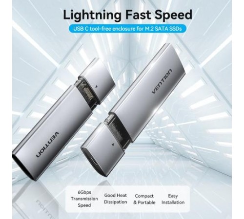 Корпус для SSD Vention USB 3.1 Gen 2-C M.2 NGFF (B-Key/B&M Key) Серый Корпус для SSD Vention USB 3.1 Gen 2-C M.2 NGFF (B-Key/B&M Key) Серый