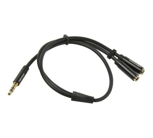 Переходник-разветвитель Vention гибкий Jack 3.5 mm M/Jack 3.5 mm F x 2 - 0.3м