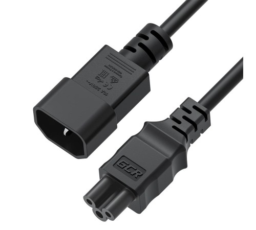 GCR Кабель питания 0.15m, С14 - С5, черный, 3*0,75mm, GCR-55918