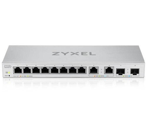 Коммутатор Мультигигабитный Smart L2 коммутатор Zyxel XGS1210-12, 8xGE, 2x1/2,5GE, 2xSFP+, настольный, бесшумный