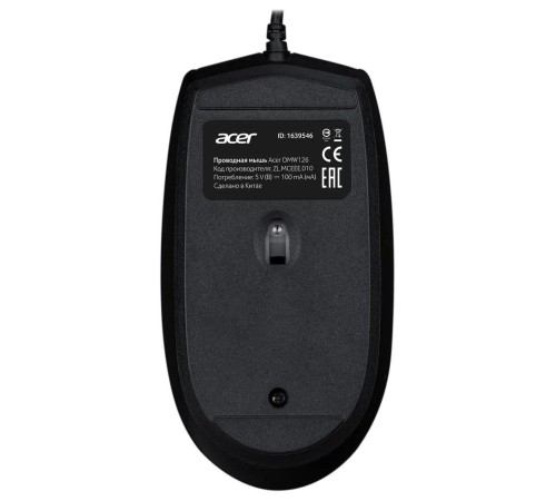 Мышь компьютерная/ Проводная мышь Acer OMW126 оптическая (1000dpi) USB (2but) black Мышь компьютерная/ Проводная мышь Acer OMW126 оптическая (1000dpi) USB (2but) black