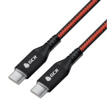 GCR Кабель 1.0m Type C-C POWER DELIVERY 18 W, быстрая зарядка, текстиль красно-черный, AL case, GCR-56730