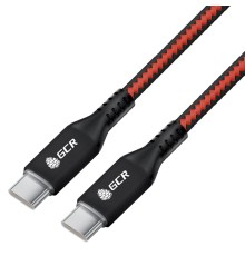 GCR Кабель 1.0m Type C-C POWER DELIVERY 18 W, быстрая зарядка, текстиль красно-черный, AL case, GCR-56730