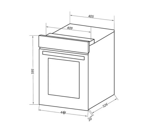 Шкаф духовой электрический MAUNFELD EOEC516B2 448х546х595 мм, Независимый тип установки, класс энергопотребления А,  7 основных режимов,  механическое управление, двойное стекло дверцы, металлическая ручка дверцы, холодный фронт, объем 51 л, конвекция,гри