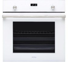 Встраиваемый духовой шкаф Korting/ Газ,  Crystal, 59.7 х 59.6 x 56.5, газовая, газовый гриль, конвекция, дисплей Cold White с сенсорным управлением, газ-контроль, электроподжиг, телескопические направляющие на 1 уровне, белая