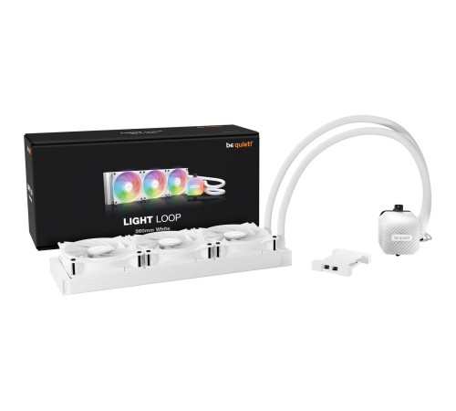 Водяное охлаждение для процессора/ Water Cooling System be quiet! LIGHT LOOP 360mm white (250W, 360mm, White, ARGB/ Fans: 3x120mm, 61.8CFM, 36.8dBA, 2100RPM/ Pump 2900RPM, Rad thickness 27mm/ S: 1851, 1700, 1200, 115X, AM5, AM4)