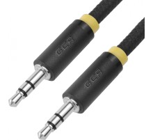 Greenconnect Кабель аудио 1.5m jack 3,5mm/jack 3,5mm, нейлон,  черный, желтая окантовка, ультрагибкий, 28 AWG, M/M, Premium GCR-AVC8114-1.5m, экран, стерео