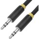 Greenconnect Кабель аудио 1.5m jack 3,5mm/jack 3,5mm, нейлон, черный, желтая окантовка, ультрагибкий, 28 AWG, M/M, Premium GCR-AVC8114-1.5m, экран, стерео