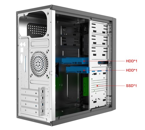Корпус с блоком питания 450Вт./ Case Forza mATX, 450W, 2xUSB2.0+2xUSB3.0, Black, w/o FAN, 8 cm fan PSU, power cord