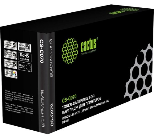-/ Картридж лазерный Cactus CS-C070 070 черный (3000стр.) для Canon i-SENSYS LBP243/LBP246/MF461/MF463/MF465
