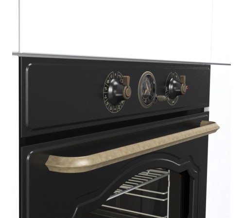 Встраиваемые электрические духовки GORENJE/ Духовой шкаф, Полезный объем: 77 л,электронный программатор с аналоговым дисплеем, очистка паром, A,максимальная температура в духовке: 300 °С, 59.7 × 59.5 × 56.4 см, цвет:черный