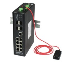Промышленный PoE коммутатор Gigabit Ethernet OSNOVO SW-80804/ILS(port 90W,300W) Промышленный управляемый (L2+) HiPoE коммутатор Gigabit Ethernet на 8GE PoE + 4GE SFP порта. С функцией мониторинга температуры/влажности/напряжения. Порты: 1 x GE (