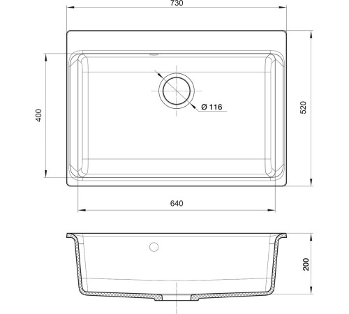Кухонная мойка RIVELATO RIVELATO Мойка AXEL 70 1-чаша 730*520мм, монтаж: врезной, материал: кварц, цвет: черный Кухонная мойка RIVELATO RIVELATO Мойка AXEL 70 1-чаша 730*520мм, монтаж: врезной, материал: кварц, цвет: черный