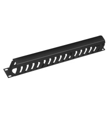  Cabeus JB07-1U-BK Кабельный органайзер 19" 1U с крышкой, металлический, цвет черный (RAL9004)