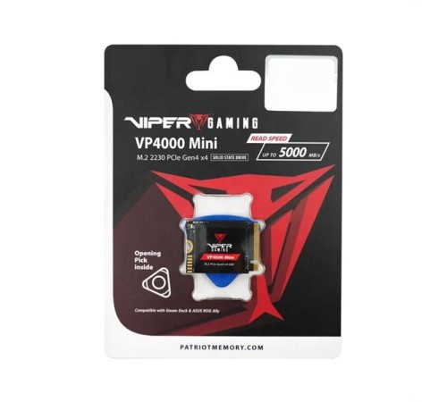 Твердотельный накопитель Patriot Viper VP4000 Mini 2TB M.2 2230 NVMe PCIe 4.0 x4 R5000/W3500 TBW 450TB 3D NAND TLC