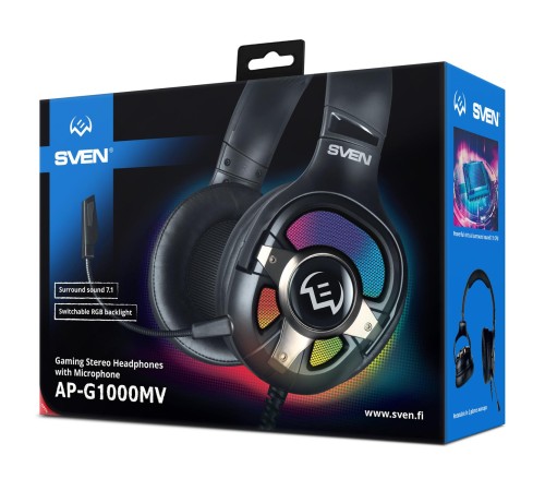 Игровые наушники с микрофоном SVEN AP-U1100MV, черный (USB, RGB, 7.1) Игровые наушники с микрофоном SVEN AP-U1100MV, черный (USB, RGB, 7.1)