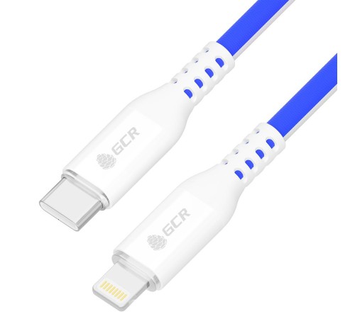 GCR Кабель 1.0m TypeC/Lightning MFRi POWER DELIVERY 18 W, быстрая зарядка, ТРИКОЛОР Россия, AL case белый, белый ПВХ, GCR-54962