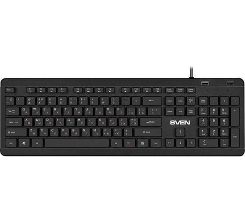 Клавиатура SVEN KB-E5700H чёрная(104кл, USB-Hub*2, Slim, 12Fn,  островной тип кл.)