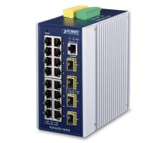 коммутатор/ PLANET IGS-6325-16T4S IP30 Industrial L3 16-Port 10/100/1000T + 4-port 1G/2.5G SFP Full Managed Switch (-40 to 75 C, dual redundant power input on 9~48VDC terminal block, 2*DI, 2*DO, ERPS Ring, 1588 PTP TC, Modbus TCP, Cybersecurity features,