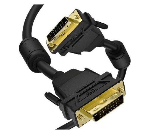 GCR Кабель PROF 5.0m DVI-D, черный, GOLD, ферритовые кольца, OD 8.5mm, 28 AWG, DVI/DVI, 25M/25M, двойной экран GCR Кабель PROF 5.0m DVI-D, черный, GOLD, ферритовые кольца, OD 8.5mm, 28 AWG, DVI/DVI, 25M/25M, двойной экран