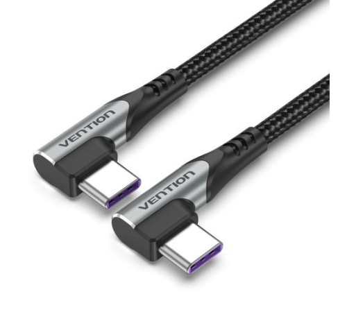 Кабель Vention USB 2.0 CM/CM угловой - 1м. Серый 5А PD100W