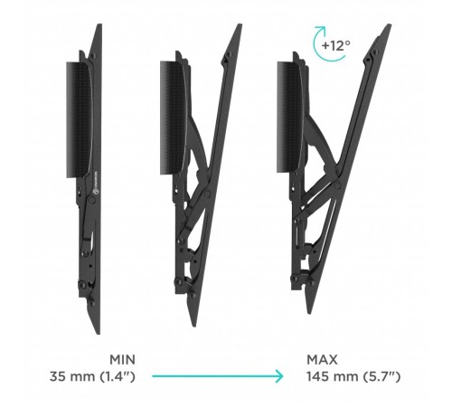 Кронштейн ONKRON/ 43-85'' макс 400*600 наклон 12º от стены: 35-145мм, макс вес 68,2кг, встр уровень