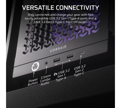 Корпус без блока питания/ Case Corsair Frame 4000D RS ARGB, Midi-Tower, TG, 3x120mm ARGB, 2xUSB-A 3.2, 1xUSB 3.2 Type-C, E-ATX, ATX, mATX, mITX Black
