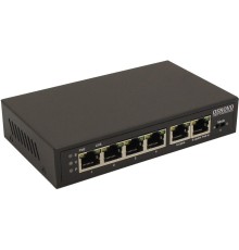Удлинитель/ OSNOVO Коммутатор/ удлинитель FE на 6 портов с питанием по PoE,  4 *10/100 Base-T PoE, 1 *10/100 Base-T Uplink с поддержкой питания по PoE (до 90W), 1 *10/100 Base-T Uplink, PoE на порт - до 30W, суммарно до до 87W