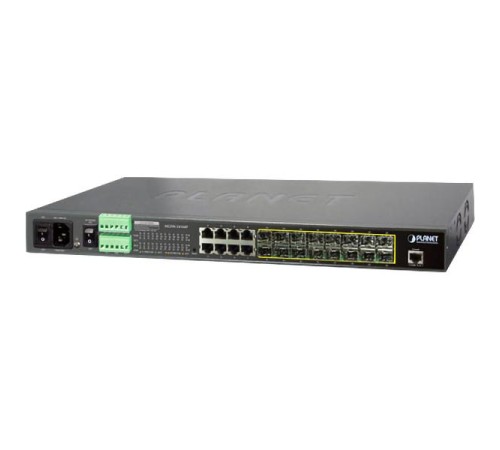 коммутатор/ PLANET 16-Port 100/1000Base-X SFP + 8-Port 10/100/1000Base-T L2/L4 Managed Metro Ethernet Switch (AC+2 DC, DIDO)